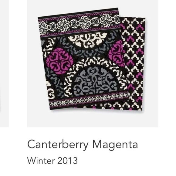 VERA BRADLEY Canterberry Magenta XL Duffle Bag Black Hot Pink 2013 Travel - Picture 14 of 14